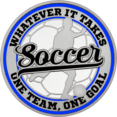 Black "Soccer" with Royal Blue Outer Circular Borders